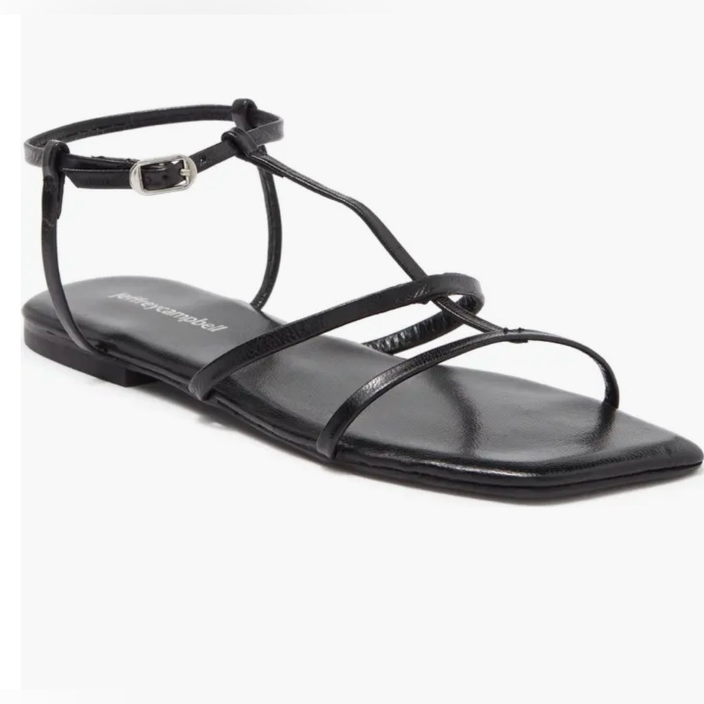 JEFFREY CAMPBELL Corinth Gladiator Sandal in Black Size 7 / 38 Strappy Flat